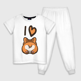 Детская пижама хлопок с принтом I Love Corgi в Кировске, 100% хлопок |  брюки и футболка прямого кроя, без карманов, на брюках мягкая резинка на поясе и по низу штанин
 | corgi | корги