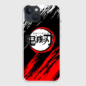 Чехол для iPhone 13 с принтом Kimetsu no Yaiba белокрасные полосы в Кировске,  |  | demon slayer | demon slayer: kimetsu no yaiba | kimetsu | kimetsu no yaiba | nezuko | slayer | tanjiro | клинок рассекающий демонов | незуко | танджиро | шинобу кочо