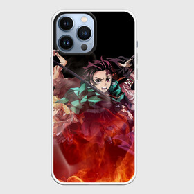 Чехол для iPhone 13 Pro Max с принтом Kimetsu no Yaiba в пламени в Кировске,  |  | demon slayer | demon slayer: kimetsu no yaiba | kimetsu | kimetsu no yaiba | nezuko | slayer | tanjiro | клинок рассекающий демонов | незуко | танджиро | шинобу кочо