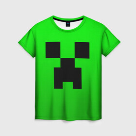 Женская футболка 3D с принтом MINECRAFT CREEPER | КРИПЕР в Кировске, 100% полиэфир ( синтетическое хлопкоподобное полотно) | прямой крой, круглый вырез горловины, длина до линии бедер | block | criper | cube | minecraft | pixel | блок | геометрия | крафт | крипер | кубики | майнкрафт | пиксели