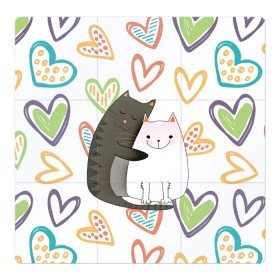 Магнитный плакат 3Х3 с принтом Сладкая парочка в Кировске, Полимерный материал с магнитным слоем | 9 деталей размером 9*9 см | 14 февраля | 8 марта | валентинов день | верность | влюбленность | влюбленные | вместе навсегда | двое | девичник | девушке | кот | коты | кошка | кошки | любимая | любимый | люблю | люблю тебя | мы с то