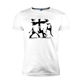 Мужская футболка премиум с принтом Слон - Banksy в Кировске, 92% хлопок, 8% лайкра | приталенный силуэт, круглый вырез ворота, длина до линии бедра, короткий рукав | 