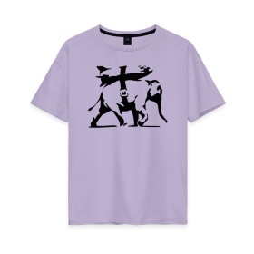 Женская футболка хлопок Oversize с принтом Слон - Banksy в Кировске, 100% хлопок | свободный крой, круглый ворот, спущенный рукав, длина до линии бедер
 | 