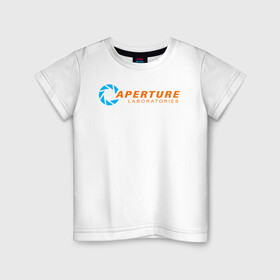 Детская футболка хлопок с принтом Aperture Laboratorie в Кировске, 100% хлопок | круглый вырез горловины, полуприлегающий силуэт, длина до линии бедер | aperture | half life | laboratorie | portal | головоломка | портал | телепорт