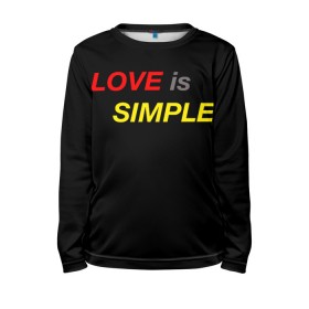 Детский лонгслив 3D с принтом LOVE IS SIMPLE в Кировске, 100% полиэстер | длинные рукава, круглый вырез горловины, полуприлегающий силуэт
 | simple | для него | для нее