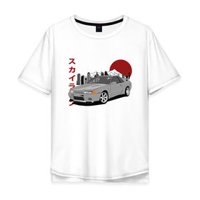 Мужская футболка хлопок Oversize с принтом Nissan Skyline R32 GT-R в Кировске, 100% хлопок | свободный крой, круглый ворот, “спинка” длиннее передней части | nissan skyline r32 gt r