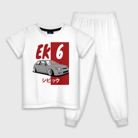Детская пижама хлопок с принтом Honda Civic EK6 в Кировске, 100% хлопок |  брюки и футболка прямого кроя, без карманов, на брюках мягкая резинка на поясе и по низу штанин
 | 