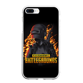 Чехол для iPhone 7Plus/8 Plus матовый с принтом PUBG в Кировске, Силикон | Область печати: задняя сторона чехла, без боковых панелей | action | battle royal | bright | fire | flame | game | heat | light | play | playerunknowns battlegrounds | pubg | wildfire | winner winner chiken dinner | искры | огненный | огонь | пабг | пламя | пожар | шутер