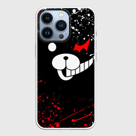 Чехол для iPhone 13 Pro с принтом MONOKUMA краснобелые брызги в Кировске,  |  | anime | bear | black  white | danganronpa | kurokuma | monodam | monokuma | monomi | monotaro | rabbit | school | shirokuma | аниме | главарь | мoноми | монокума | черно белый | школа