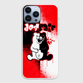 Чехол для iPhone 13 Pro Max с принтом Монокума обтекает кровью в Кировске,  |  | anime | bear | black  white | danganronpa | kurokuma | monodam | monokuma | monomi | monotaro | pink | rabbit | school | shirokuma | аниме | главарь | мoноми | монокума | черно белый | школа