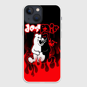 Чехол для iPhone 13 mini с принтом Монокума despair горит в Кировске,  |  | anime | bear | black  white | danganronpa | kurokuma | monodam | monokuma | monomi | monotaro | pink | rabbit | school | shirokuma | аниме | главарь | мoноми | монокума | черно белый | школа