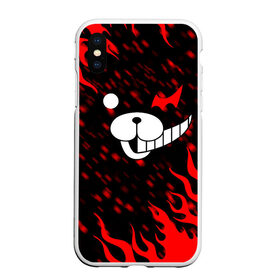 Чехол для iPhone XS Max матовый с принтом MONOKUMA в Кировске, Силикон | Область печати: задняя сторона чехла, без боковых панелей | anime | bear | black  white | danganronpa | kurokuma | monodam | monokuma | monomi | monotaro | pink | rabbit | school | shirokuma | аниме | главарь | мoноми | монокума | черно белый | школа