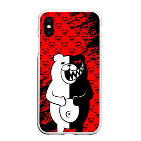 Чехол для iPhone XS Max матовый с принтом MONOKUMA в Кировске, Силикон | Область печати: задняя сторона чехла, без боковых панелей | anime | bear | black  white | danganronpa | kurokuma | monodam | monokuma | monomi | monotaro | pink | rabbit | school | shirokuma | аниме | главарь | мoноми | монокума | черно белый | школа