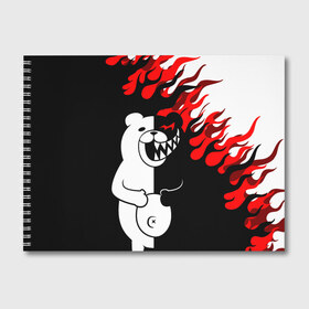 Альбом для рисования с принтом MONOKUMA в Кировске, 100% бумага
 | матовая бумага, плотность 200 мг. | Тематика изображения на принте: anime | bear | black  white | danganronpa | kurokuma | monodam | monokuma | monomi | monotaro | pink | rabbit | school | shirokuma | аниме | главарь | мoноми | монокума | черно белый | школа