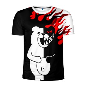 Мужская футболка 3D спортивная с принтом MONOKUMA. в Кировске, 100% полиэстер с улучшенными характеристиками | приталенный силуэт, круглая горловина, широкие плечи, сужается к линии бедра | anime | bear | black  white | danganronpa | kurokuma | monodam | monokuma | monomi | monotaro | pink | rabbit | school | shirokuma | аниме | главарь | мoноми | монокума | черно белый | школа