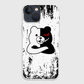 Чехол для iPhone 13 mini с принтом Монокума стоит сложа руки в Кировске,  |  | anime | bear | black  white | danganronpa | kurokuma | monodam | monokuma | monomi | monotaro | pink | rabbit | school | shirokuma | аниме | главарь | мoноми | монокума | черно белый | школа