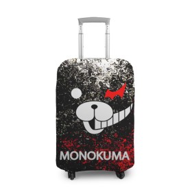 Чехол для чемодана 3D с принтом MONOKUMA. в Кировске, 86% полиэфир, 14% спандекс | двустороннее нанесение принта, прорези для ручек и колес | anime | bear | black  white | danganronpa | kurokuma | monodam | monokuma | monomi | monotaro | pink | rabbit | school | shirokuma | аниме | главарь | мoноми | монокума | черно белый | школа