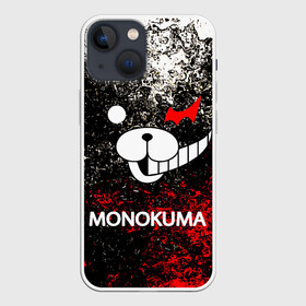 Чехол для iPhone 13 mini с принтом Монокума шум в Кировске,  |  | anime | bear | black  white | danganronpa | kurokuma | monodam | monokuma | monomi | monotaro | pink | rabbit | school | shirokuma | аниме | главарь | мoноми | монокума | черно белый | школа