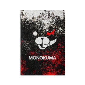 Обложка для паспорта матовая кожа с принтом MONOKUMA. в Кировске, натуральная матовая кожа | размер 19,3 х 13,7 см; прозрачные пластиковые крепления | anime | bear | black  white | danganronpa | kurokuma | monodam | monokuma | monomi | monotaro | pink | rabbit | school | shirokuma | аниме | главарь | мoноми | монокума | черно белый | школа