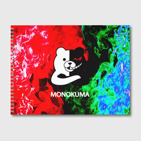 Альбом для рисования с принтом MONOKUMA в Кировске, 100% бумага
 | матовая бумага, плотность 200 мг. | anime | bear | black  white | danganronpa | kurokuma | monodam | monokuma | monomi | monotaro | pink | rabbit | school | shirokuma | аниме | главарь | мoноми | монокума | черно белый | школа