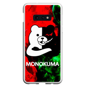 Чехол для Samsung S10E с принтом MONOKUMA в Кировске, Силикон | Область печати: задняя сторона чехла, без боковых панелей | anime | bear | black  white | danganronpa | kurokuma | monodam | monokuma | monomi | monotaro | pink | rabbit | school | shirokuma | аниме | главарь | мoноми | монокума | черно белый | школа