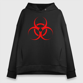 Женское худи Oversize хлопок с принтом BIOHAZARD в Кировске, френч-терри — 70% хлопок, 30% полиэстер. Мягкий теплый начес внутри —100% хлопок | боковые карманы, эластичные манжеты и нижняя кромка, капюшон на магнитной кнопке | biohazard | radiation | re | re3 | residenr evil | toxic | virusвирус | world war z | биохазард | обитель зла | радиация | токсик | эпидемия