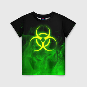 Детская футболка 3D с принтом BIOHAZARD в Кировске, 100% гипоаллергенный полиэфир | прямой крой, круглый вырез горловины, длина до линии бедер, чуть спущенное плечо, ткань немного тянется | biohazard | radiation | re | re3 | residenr evil | toxic | virusвирус | world war z | биохазард | обитель зла | радиация | токсик | эпидемия