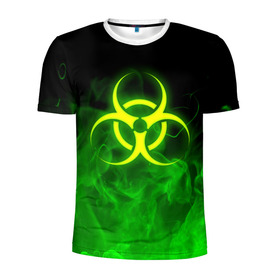 Мужская футболка 3D спортивная с принтом BIOHAZARD в Кировске, 100% полиэстер с улучшенными характеристиками | приталенный силуэт, круглая горловина, широкие плечи, сужается к линии бедра | Тематика изображения на принте: biohazard | radiation | re | re3 | residenr evil | toxic | virusвирус | world war z | биохазард | обитель зла | радиация | токсик | эпидемия