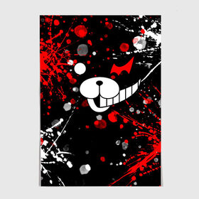 Постер с принтом MONOKUMA. в Кировске, 100% бумага
 | бумага, плотность 150 мг. Матовая, но за счет высокого коэффициента гладкости имеет небольшой блеск и дает на свету блики, но в отличии от глянцевой бумаги не покрыта лаком | anime | bear | black  white | danganronpa | kurokuma | monodam | monokuma | monomi | monotaro | pink | rabbit | school | shirokuma | аниме | главарь | мoноми | монокума | черно белый | школа