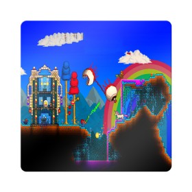 Магнит виниловый Квадрат с принтом TERRARIA GAME в Кировске, полимерный материал с магнитным слоем | размер 9*9 см, закругленные углы | Тематика изображения на принте: game | pixel | terraria | игра | пиксель | террариа