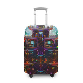 Чехол для чемодана 3D с принтом Terraria в Кировске, 86% полиэфир, 14% спандекс | двустороннее нанесение принта, прорези для ручек и колес | game | pixel | terraria | игра | пиксель | террариа
