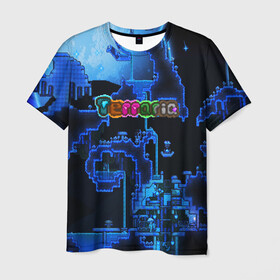 Мужская футболка 3D с принтом Terraria в Кировске, 100% полиэфир | прямой крой, круглый вырез горловины, длина до линии бедер | game | pixel | terraria | игра | пиксель | террариа
