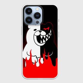 Чехол для iPhone 13 Pro с принтом MONOKUMA горит в пламени в Кировске,  |  | anime | bear | black  white | danganronpa | kurokuma | monodam | monokuma | monomi | monotaro | rabbit | school | shirokuma | аниме | главарь | мoноми | монокума | черно белый | школа