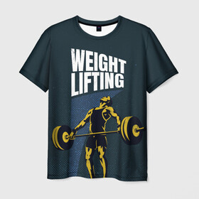 Мужская футболка 3D с принтом Wheight lifting в Кировске, 100% полиэфир | прямой крой, круглый вырез горловины, длина до линии бедер | lifting | wheight lifting | wheightlifting | тяжелая атлетика | штанга | штангист
