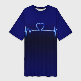 Платье-футболка 3D с принтом Кардиограмма про любовь в Кировске,  |  | 14 февраля | 8 марта | валентинов день | влюблен | влюбленность | влюбленные | вместе навсегда | девичник | девушке | день вл | для жены | здоровье | кардиограмма | любимая | любимый | люблю