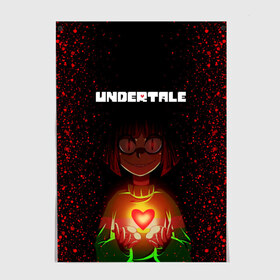 Постер с принтом UNDERTALE CHARA в Кировске, 100% бумага
 | бумага, плотность 150 мг. Матовая, но за счет высокого коэффициента гладкости имеет небольшой блеск и дает на свету блики, но в отличии от глянцевой бумаги не покрыта лаком | asriel dreemurr | chara | frisk | gaster blaster | sans | undertale | азриэль дримурр | андертейл | андрайн | гастер | меттатон | санс | фриск | чара