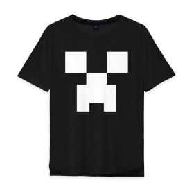 Мужская футболка хлопок Oversize с принтом MINECRAFT CREEPER в Кировске, 100% хлопок | свободный крой, круглый ворот, “спинка” длиннее передней части | block | creeper | cube | minecraft | pixel | блок | геометрия | крафт | крипер | кубики | майнкрафт | пиксели