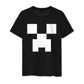 Мужская футболка хлопок с принтом MINECRAFT CREEPER в Кировске, 100% хлопок | прямой крой, круглый вырез горловины, длина до линии бедер, слегка спущенное плечо. | block | creeper | cube | minecraft | pixel | блок | геометрия | крафт | крипер | кубики | майнкрафт | пиксели