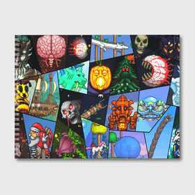 Альбом для рисования с принтом Terraria allpic в Кировске, 100% бумага
 | матовая бумага, плотность 200 мг. | game | pixel | terraria | игра | пиксель | террариа