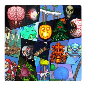 Магнитный плакат 3Х3 с принтом Terraria allpic в Кировске, Полимерный материал с магнитным слоем | 9 деталей размером 9*9 см | game | pixel | terraria | игра | пиксель | террариа
