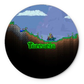 Коврик для мышки круглый с принтом terraria game в Кировске, резина и полиэстер | круглая форма, изображение наносится на всю лицевую часть | game | pixel | terraria | игра | пиксель | террариа