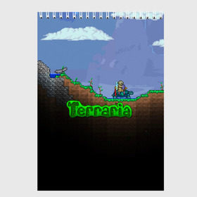 Скетчбук с принтом terraria game в Кировске, 100% бумага
 | 48 листов, плотность листов — 100 г/м2, плотность картонной обложки — 250 г/м2. Листы скреплены сверху удобной пружинной спиралью | game | pixel | terraria | игра | пиксель | террариа