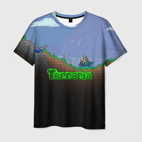 Мужская футболка 3D с принтом terraria game в Кировске, 100% полиэфир | прямой крой, круглый вырез горловины, длина до линии бедер | game | pixel | terraria | игра | пиксель | террариа