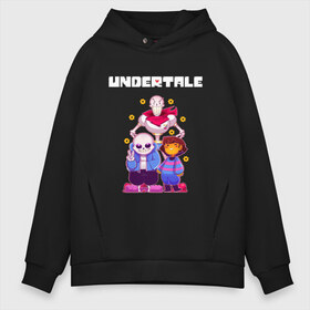 Мужское худи Oversize хлопок с принтом UNDERTALE в Кировске, френч-терри — 70% хлопок, 30% полиэстер. Мягкий теплый начес внутри —100% хлопок | боковые карманы, эластичные манжеты и нижняя кромка, капюшон на магнитной кнопке | asriel dreemurr | chara | frisk | gaster blaster | sans | undertale | азриэль дримурр | андертейл | андрайн | гастер | меттатон | санс | фриск | чара