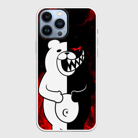 Чехол для iPhone 13 Pro Max с принтом MONOKUMA В ПЛАМЕНИ   МОНОКУМА в Кировске,  |  | anime | bear | black  white | danganronpa | kurokuma | monodam | monokuma | monomi | monotaro | rabbit | school | shirokuma | аниме | главарь | мoноми | монокума | черно белый | школа