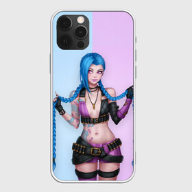 Чехол для iPhone 12 Pro с принтом League of Legends Jinx в Кировске, силикон | область печати: задняя сторона чехла, без боковых панелей | art | braids | cartridges | character | game | girl | jinx | league of legends | lol | pigtails | tattoo | арт | девушка | джинкс | игра | косички | косы | лига легенд | лол | патроны | персонаж | тату