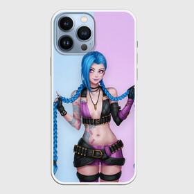 Чехол для iPhone 13 Pro Max с принтом League of Legends Jinx в Кировске,  |  | art | braids | cartridges | character | game | girl | jinx | league of legends | lol | pigtails | tattoo | арт | девушка | джинкс | игра | косички | косы | лига легенд | лол | патроны | персонаж | тату