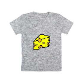 Детская футболка хлопок с принтом Сыр-пиксели в Кировске, 100% хлопок | круглый вырез горловины, полуприлегающий силуэт, длина до линии бедер | Тематика изображения на принте: 