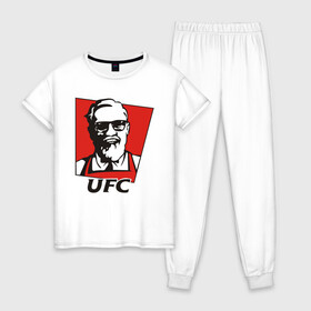 Женская пижама хлопок с принтом UFC в Кировске, 100% хлопок | брюки и футболка прямого кроя, без карманов, на брюках мягкая резинка на поясе и по низу штанин | mcgregor | боец | единоборства | конор макгрегор | макгрегор | спорт