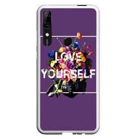 Чехол для Honor P Smart Z с принтом Love Yourself в Кировске, Силикон | Область печати: задняя сторона чехла, без боковых панелей | Тематика изображения на принте: bangtan | bighit | boy | fake love | j hope | jimin | jin | jungkook | korea | kpop | live | luv | mic drop | rm | suga | v | with | бтс | кей | поп